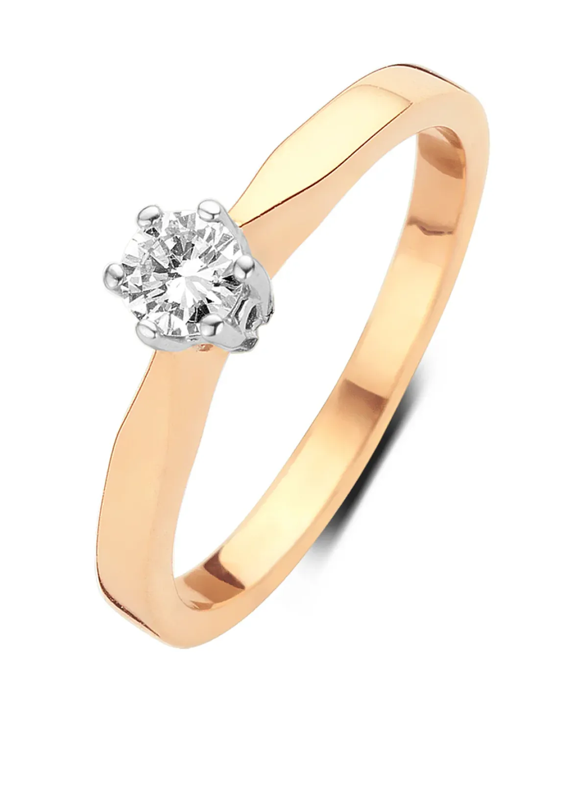 Diamond Point Solitair C|Solitair Classic<Roségouden solitairring, 0.12 ct diamant, Groeibriljant