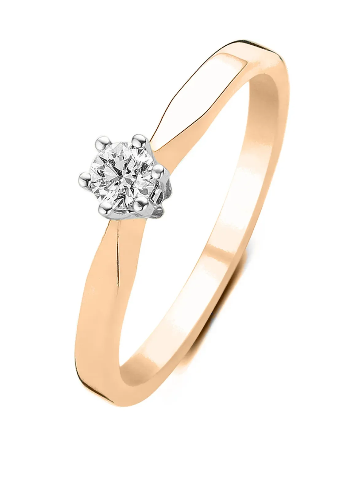 Diamond Point Solitair C|Solitair Classic<Roségouden solitairring, 0.14 ct diamant, Groeibriljant