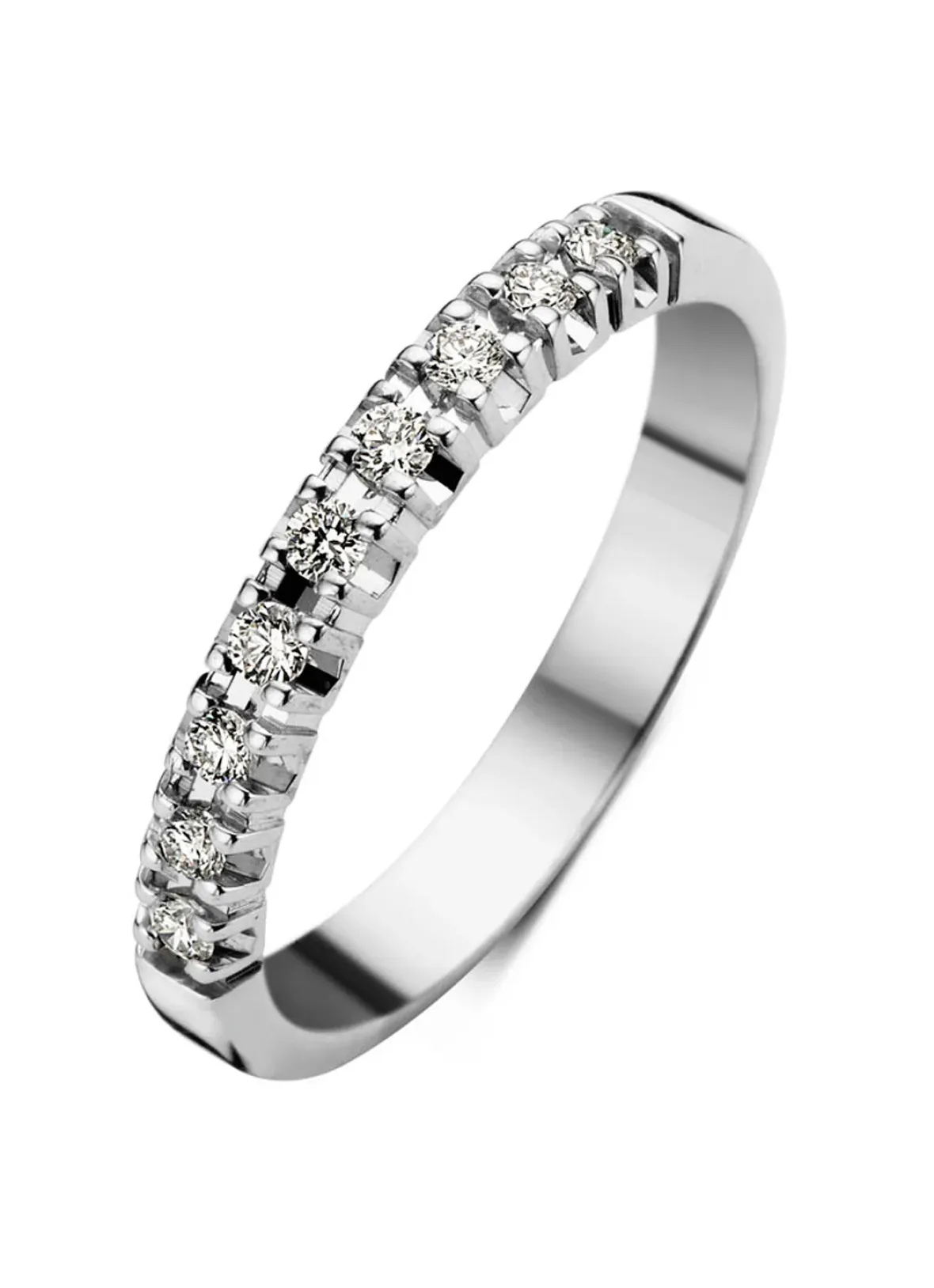 Diamond Point Alliance|Groeibriljant Ringen<Witgouden alliance ring, 0.18 ct diamant, Groeibriljant