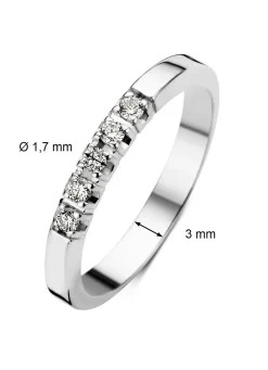 Diamond Point Alliance|Groeibriljant Ringen<Witgouden alliance ring, 0.10 ct diamant, Groeibriljant