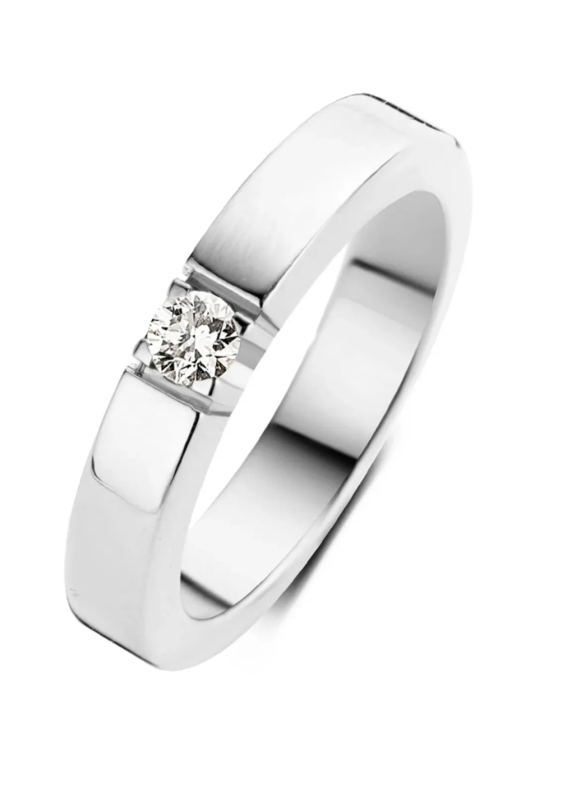 Diamond Point Alliance|Groeibriljant Ringen<Witgouden alliance ring, 0.16 ct diamant, Groeibriljant