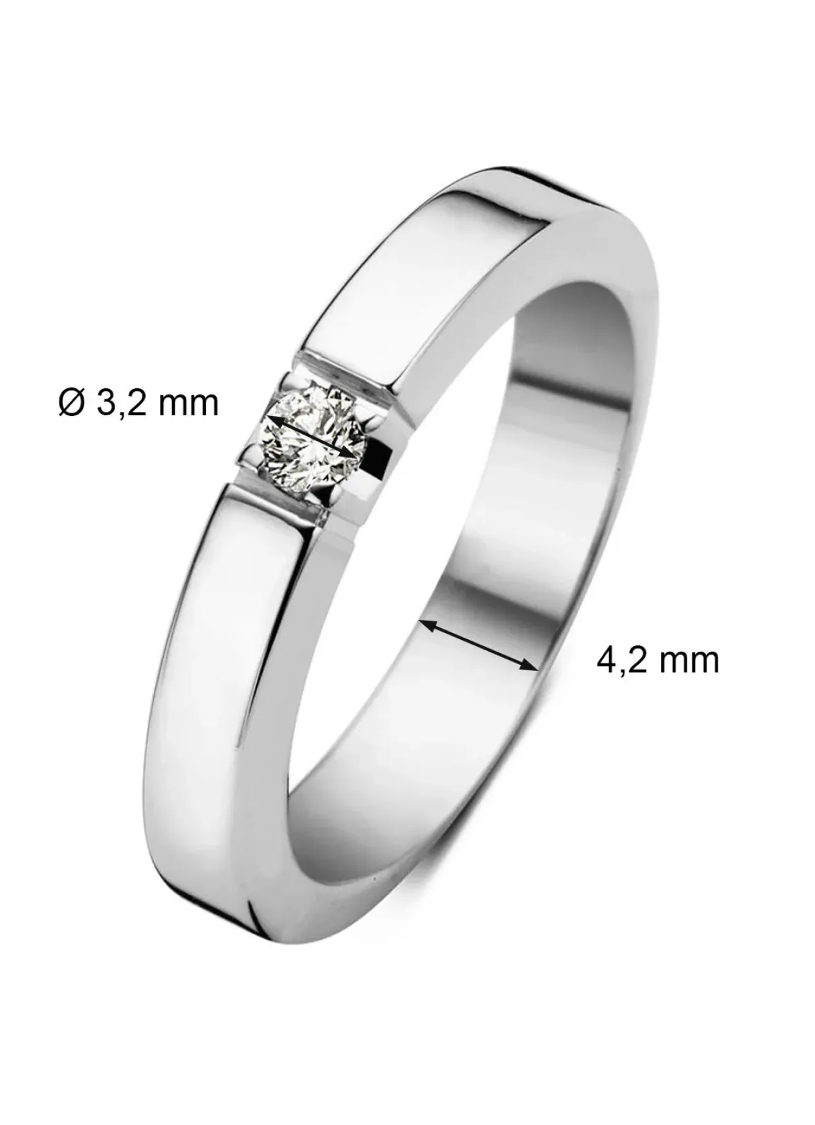 Diamond Point Alliance|Groeibriljant Ringen<Witgouden alliance ring, 0.13 ct diamant, Groeibriljant