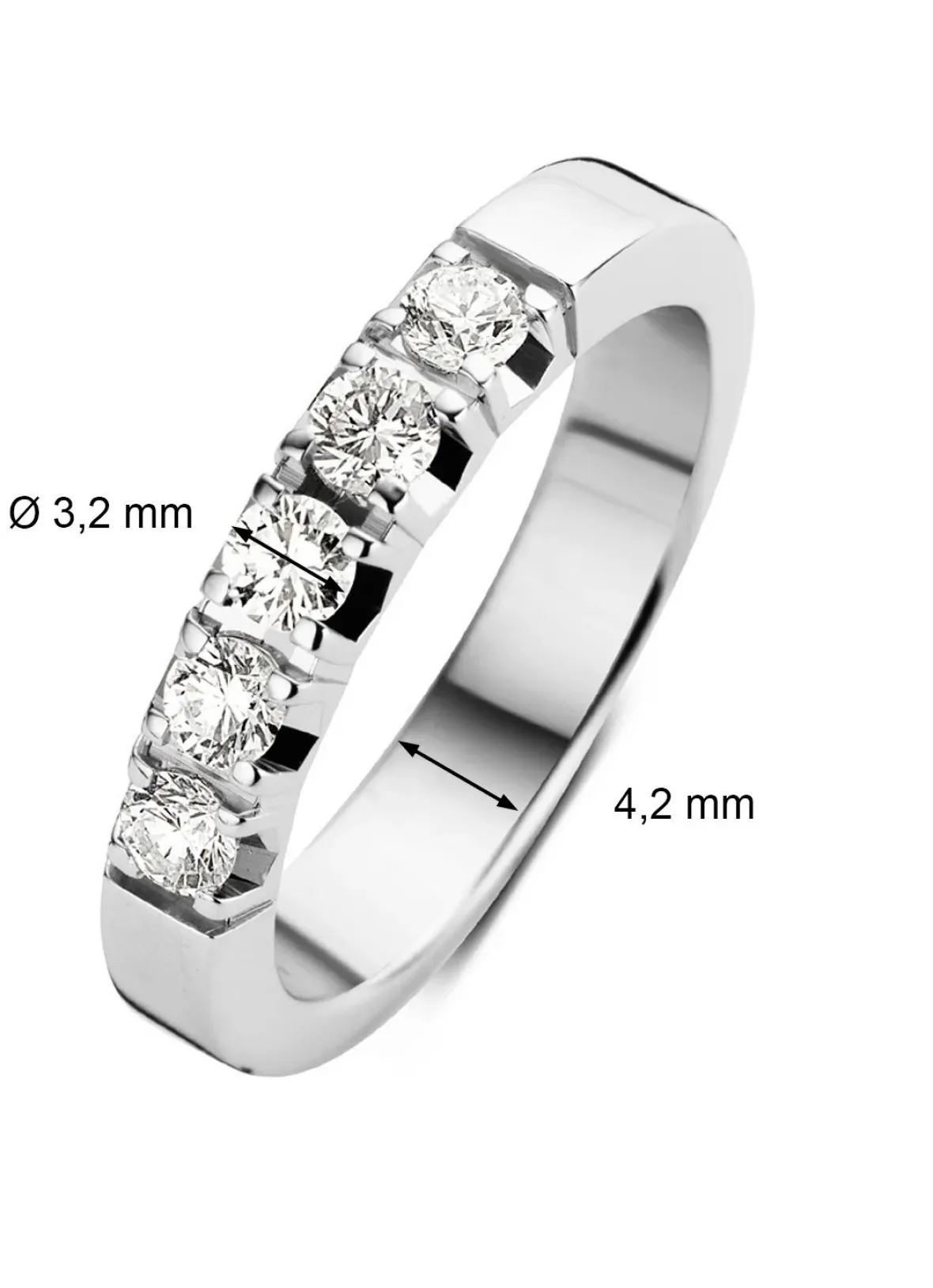 Diamond Point Alliance|Groeibriljant Ringen<Witgouden alliance ring, 0.65 ct diamant, Groeibriljant