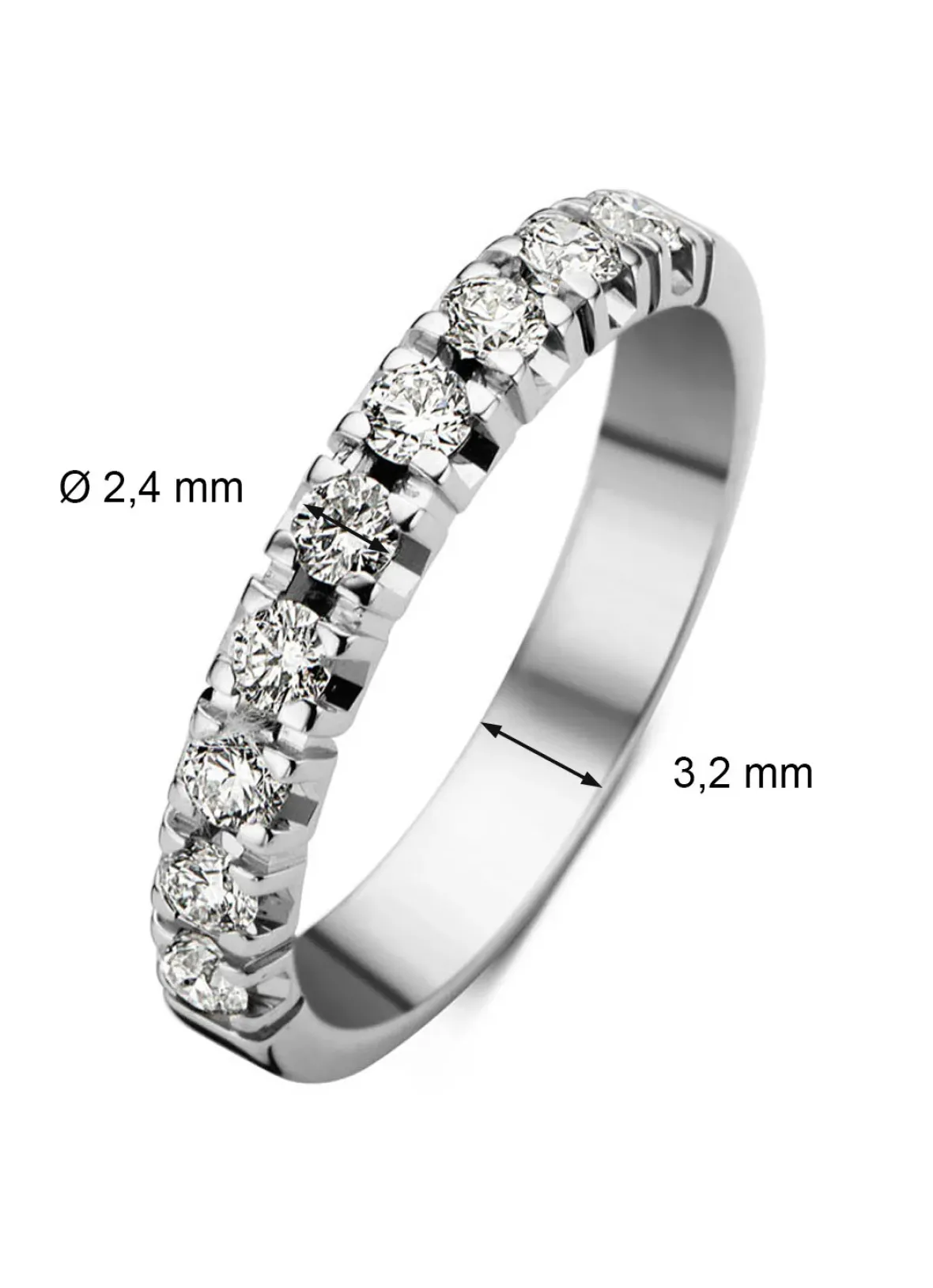 Diamond Point Alliance|Groeibriljant Ringen<Witgouden alliance ring, 0.45 ct diamant, Groeibriljant