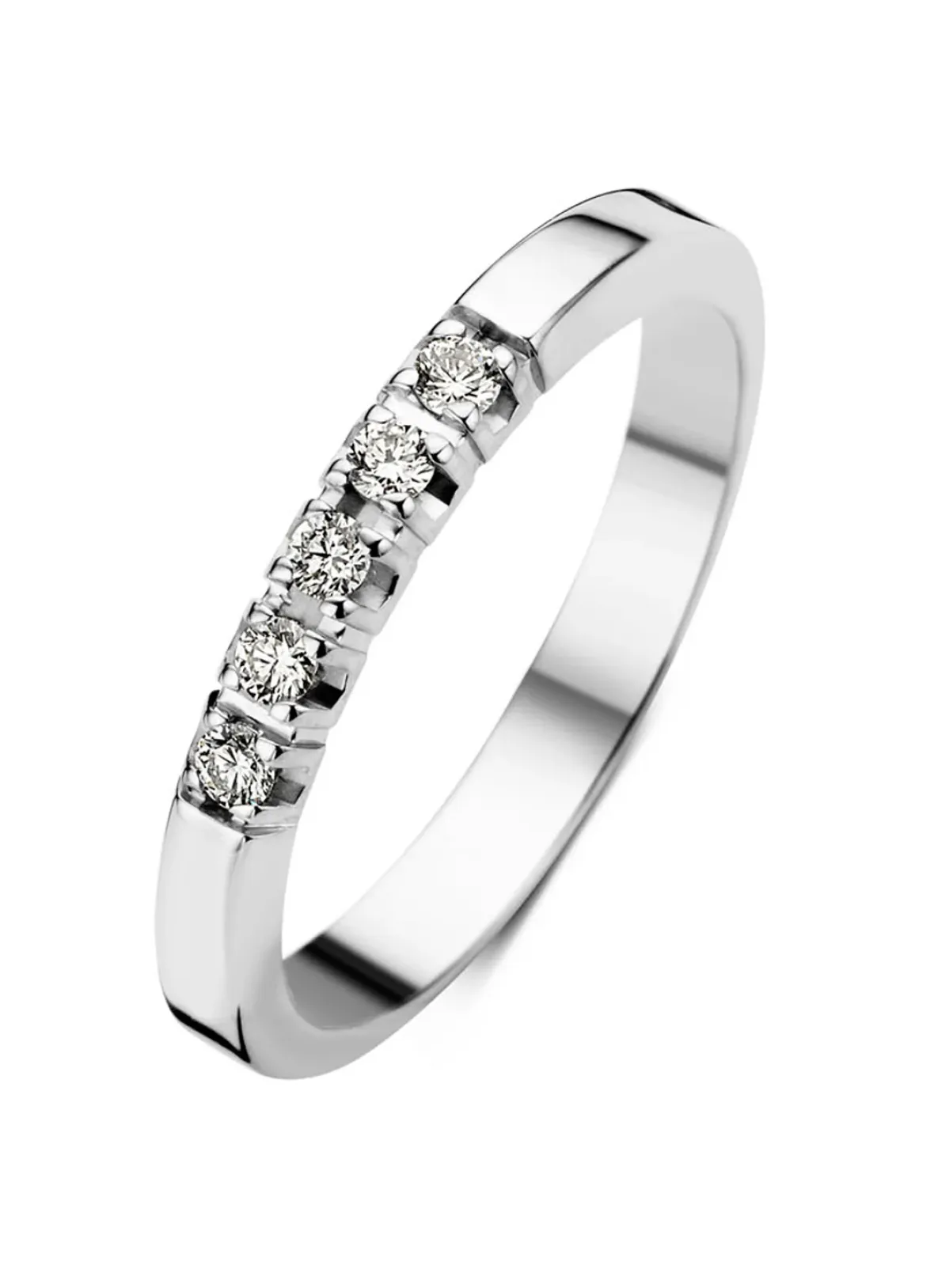 Diamond Point Alliance|Groeibriljant Ringen<Witgouden alliance ring, 0.15 ct diamant, Groeibriljant