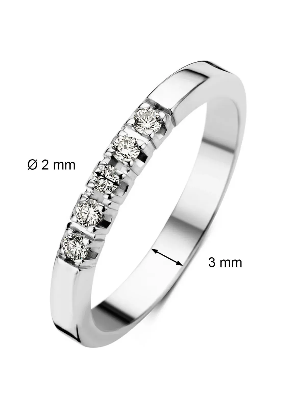 Diamond Point Alliance|Groeibriljant Ringen<Witgouden alliance ring, 0.15 ct diamant, Groeibriljant