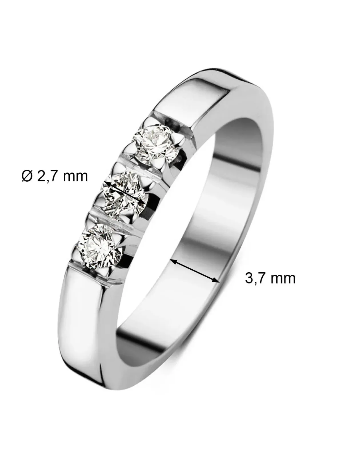 Diamond Point Alliance|Groeibriljant Ringen<Witgouden alliance ring, 0.21 ct diamant, Groeibriljant