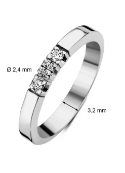 Diamond Point Alliance|Groeibriljant Ringen<Witgouden alliance ring, 0.15 ct diamant, Groeibriljant
