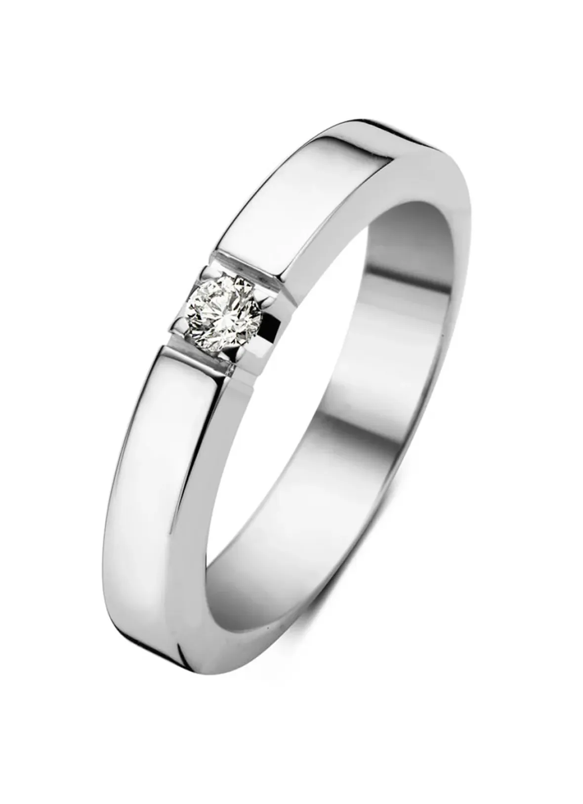 Diamond Point Alliance|Groeibriljant Ringen<Witgouden alliance ring, 0.10 ct diamant, Groeibriljant