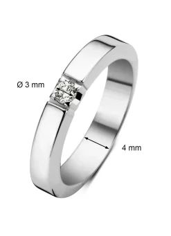 Diamond Point Alliance|Groeibriljant Ringen<Witgouden alliance ring, 0.10 ct diamant, Groeibriljant
