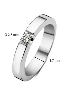Diamond Point Alliance|Groeibriljant Ringen<Witgouden alliance ring, 0.07 ct diamant, Groeibriljant