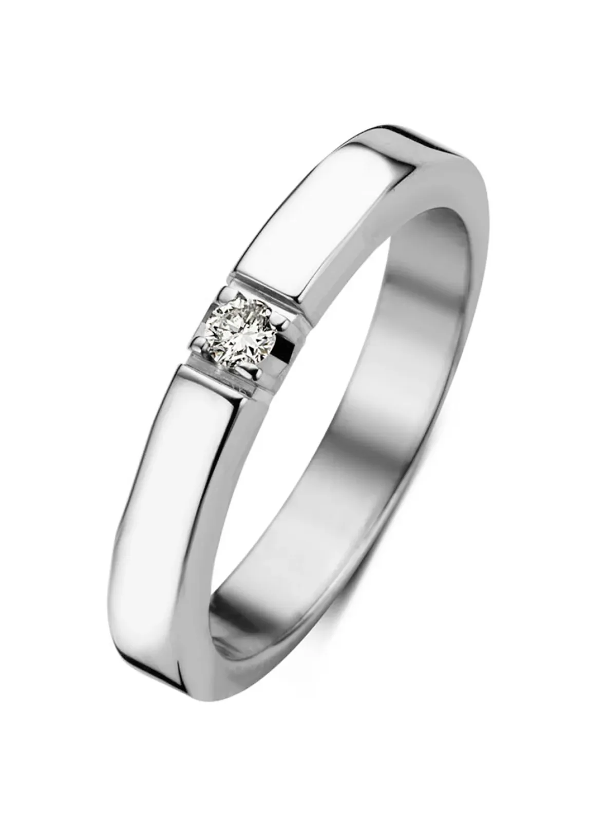 Diamond Point Alliance|Groeibriljant Ringen<Witgouden alliance ring, 0.05 ct diamant, Groeibriljant
