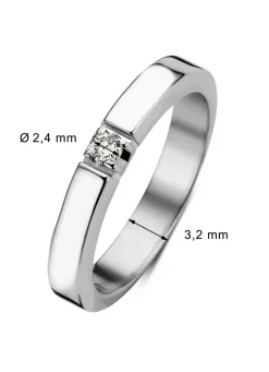 Diamond Point Alliance|Groeibriljant Ringen<Witgouden alliance ring, 0.05 ct diamant, Groeibriljant