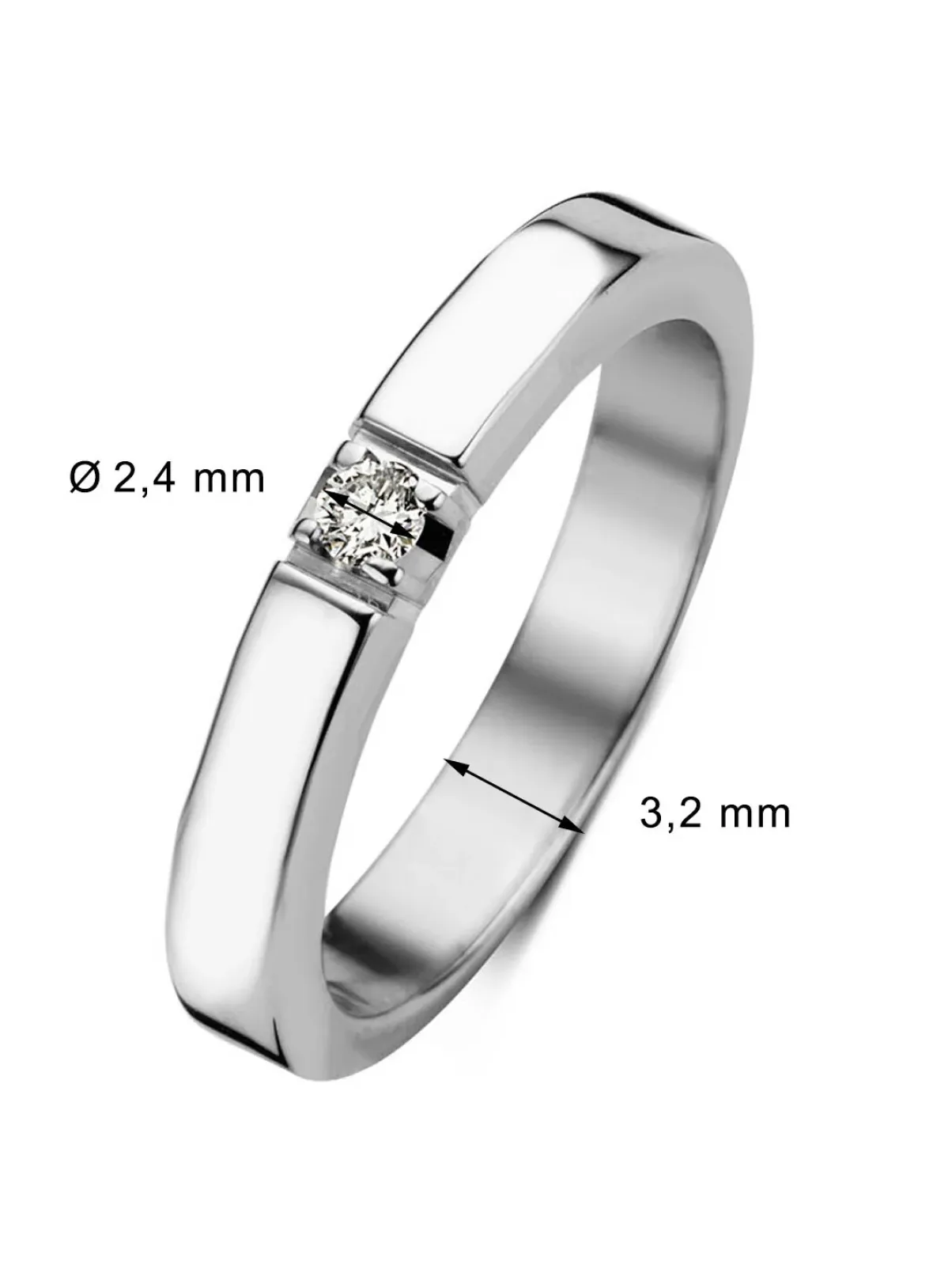 Diamond Point Alliance|Groeibriljant Ringen<Witgouden alliance ring, 0.05 ct diamant, Groeibriljant