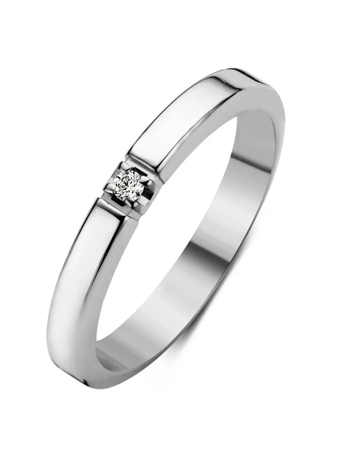 Diamond Point Alliance|Groeibriljant Ringen<Witgouden alliance ring, 0.02 ct diamant, Groeibriljant