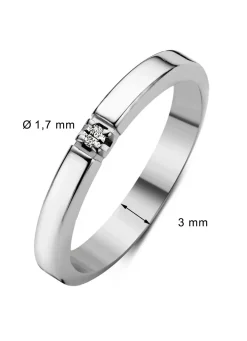 Diamond Point Alliance|Groeibriljant Ringen<Witgouden alliance ring, 0.02 ct diamant, Groeibriljant