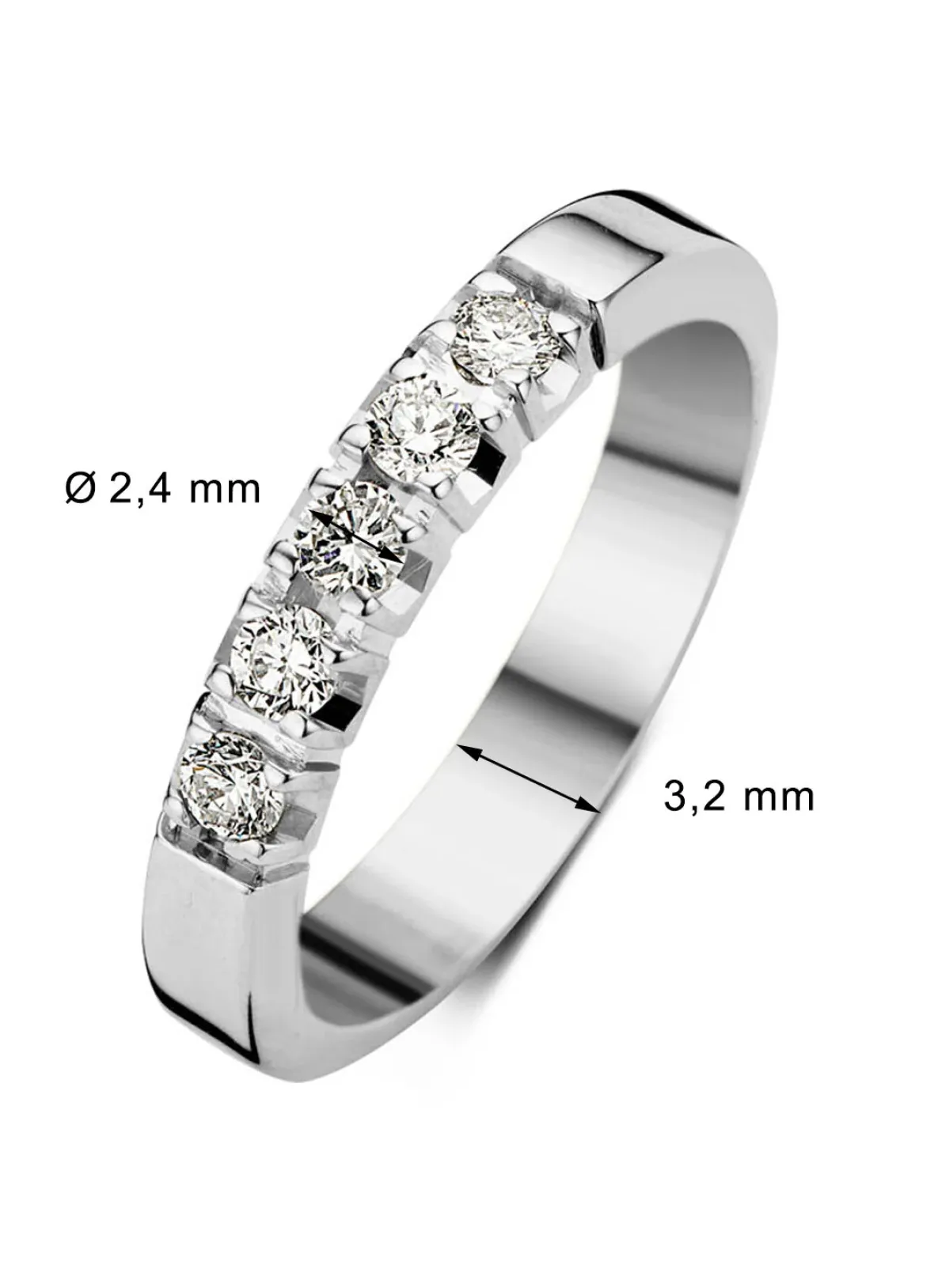 Diamond Point Alliance|Groeibriljant Ringen<Witgouden alliance ring, 0.25 ct diamant, Groeibriljant