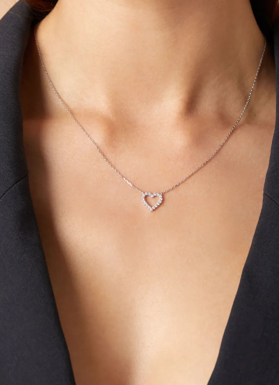 Diamond Point Witgouden Colliers|Diamanten Colliers<Witgouden collier, 0.25 ct diamant, Hearts & Arrows