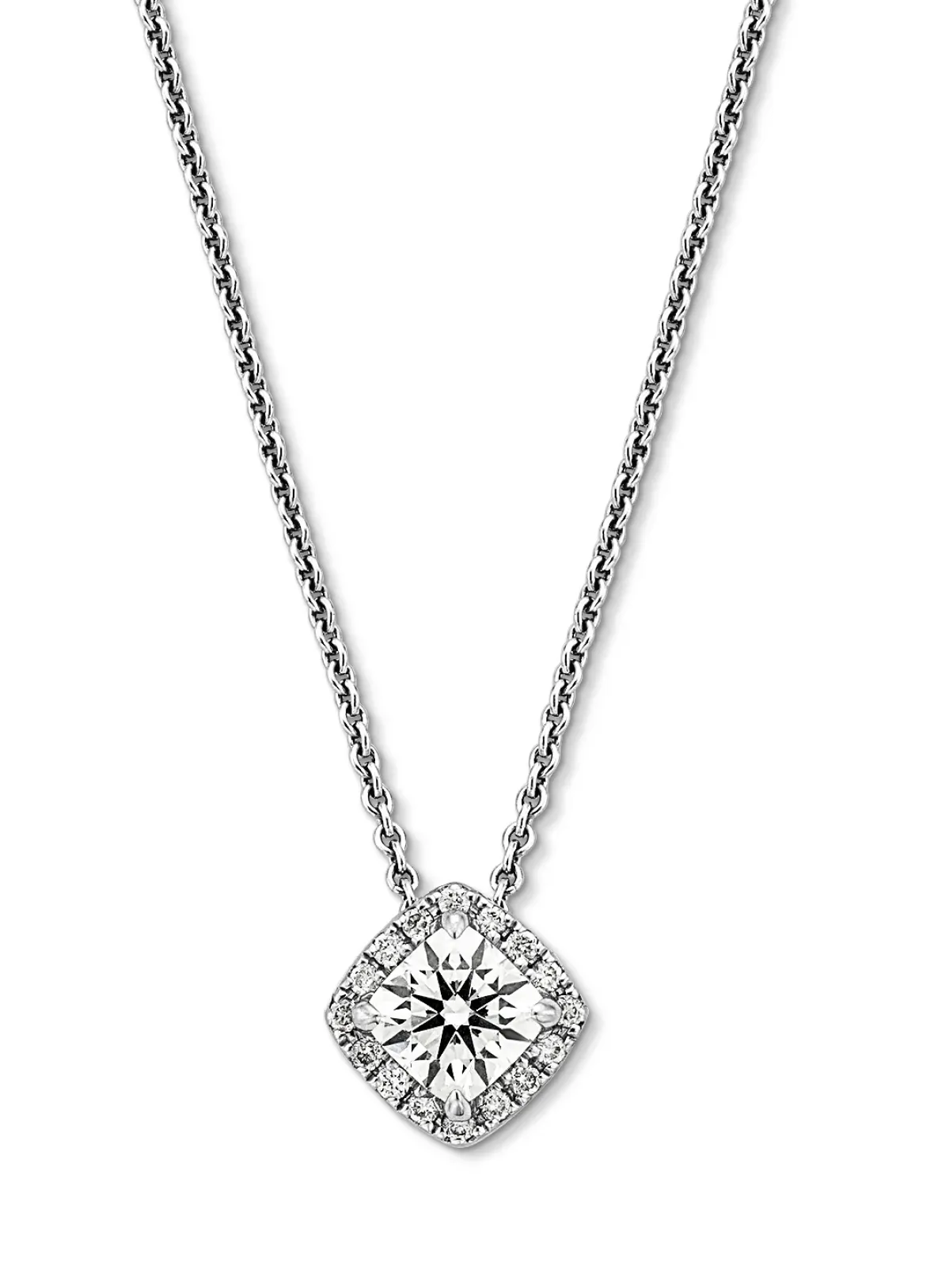 Diamond Point Witgouden Colliers|Diamanten Colliers<Witgouden collier, 0.71 ct diamant, Hearts & Arrows