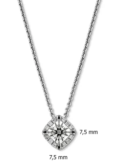 Diamond Point Witgouden Colliers|Diamanten Colliers<Witgouden collier, 0.71 ct diamant, Hearts & Arrows