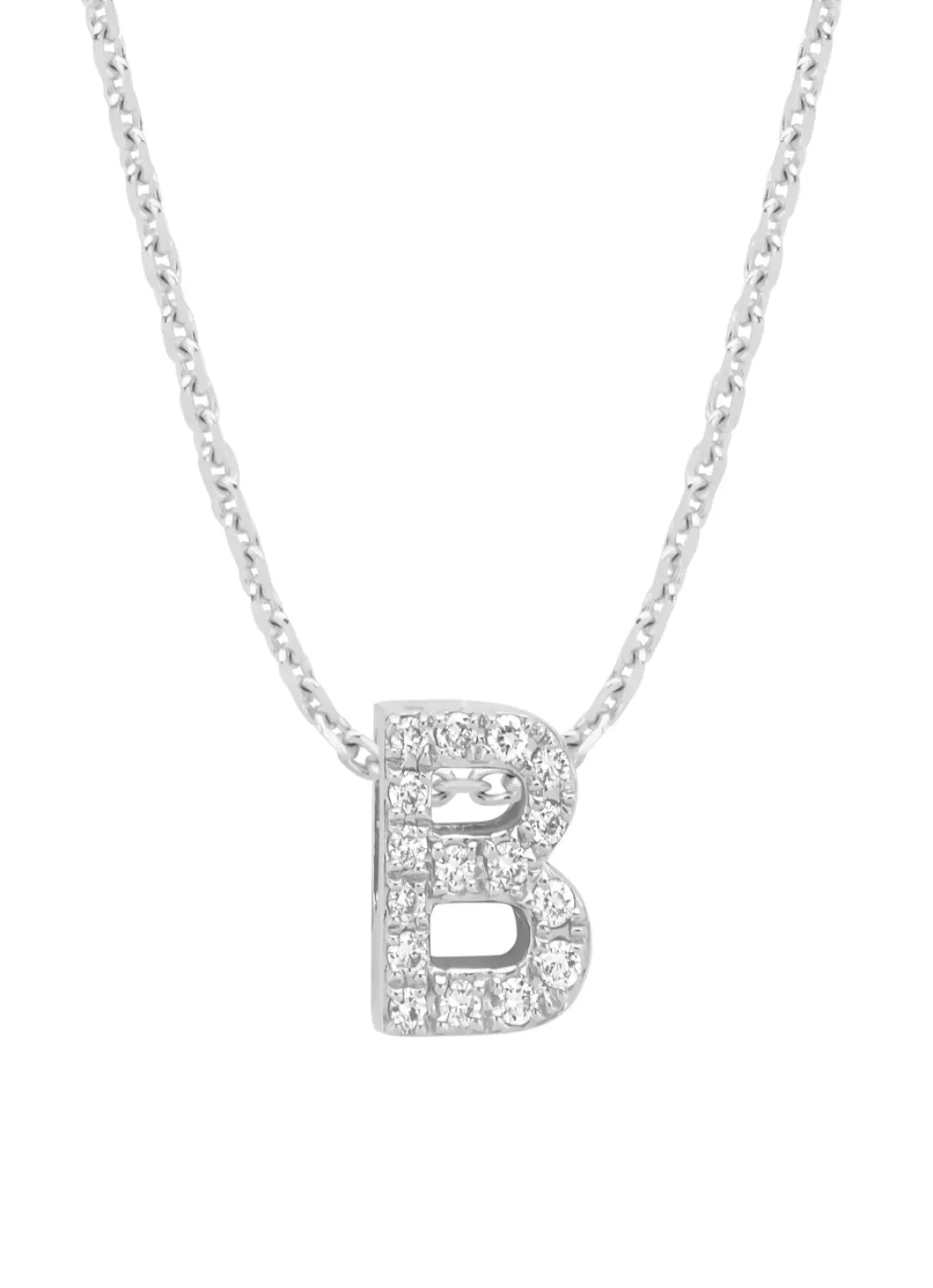 Diamond Point Letter Hangers|Losse Hangers<Witgouden hanger B, 0.07 ct diamant, Alphabet