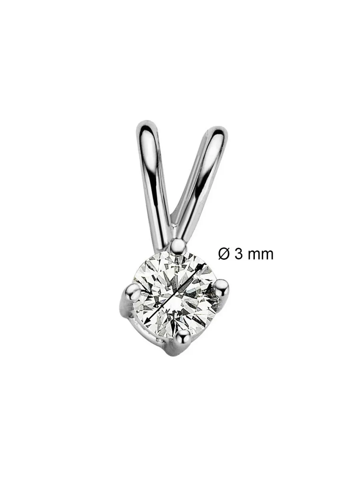 Diamond Point Solitair C|Solitair Classic<Witgouden hanger, 0.11 ct diamant, Groeibriljant