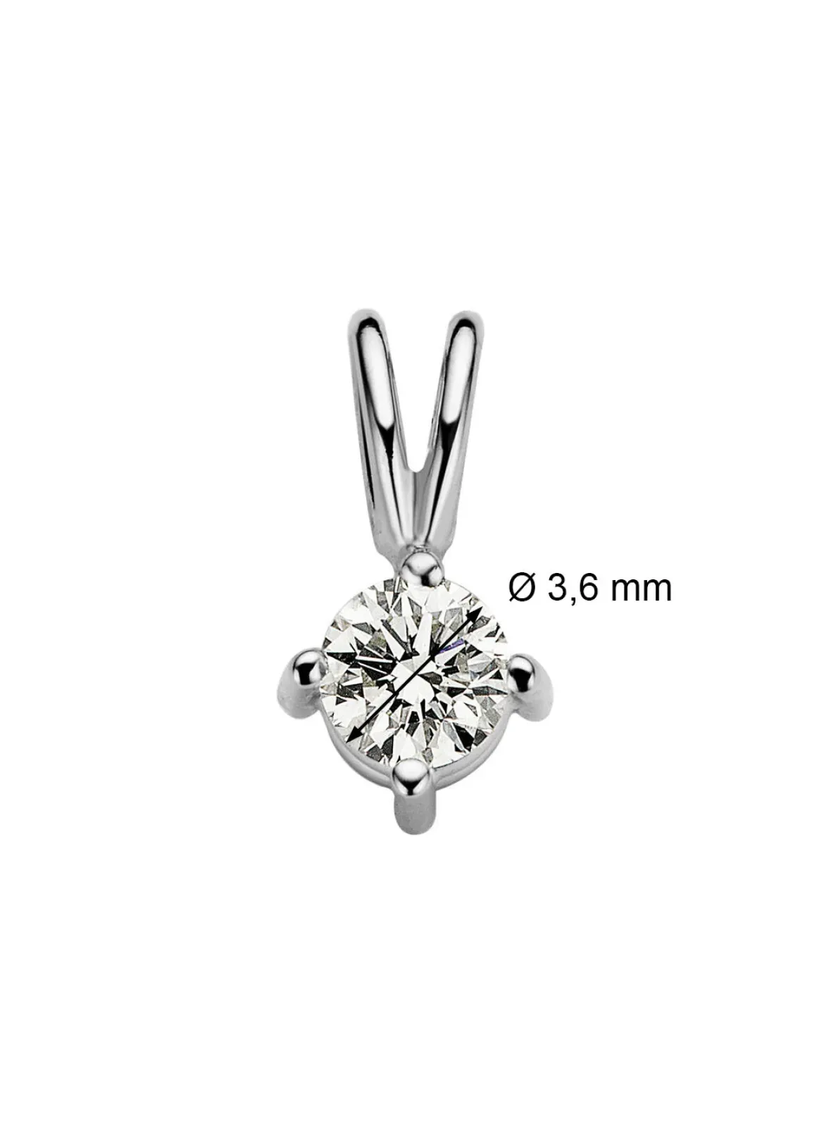 Diamond Point Solitair C|Solitair Classic<Witgouden hanger, 0.16 ct diamant, Groeibriljant
