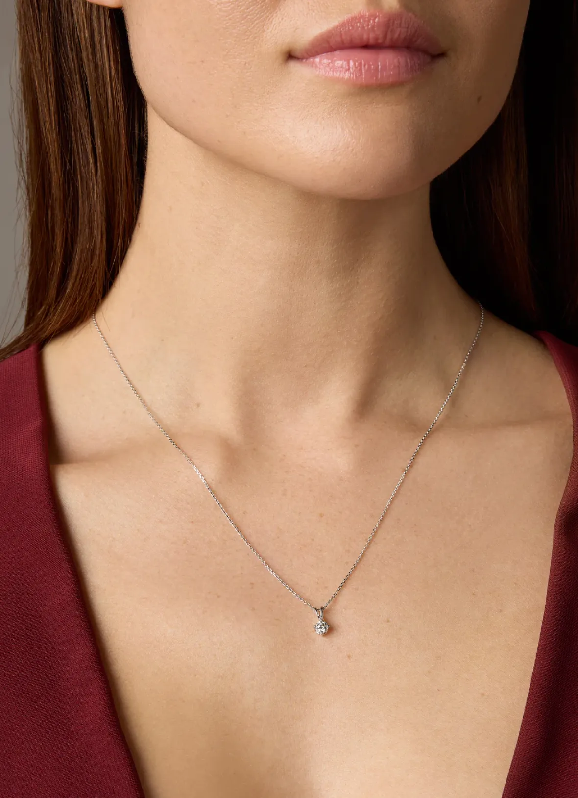 Diamond Point Solitair C|Solitair Classic<Witgouden hanger, 0.22 ct diamant, Groeibriljant