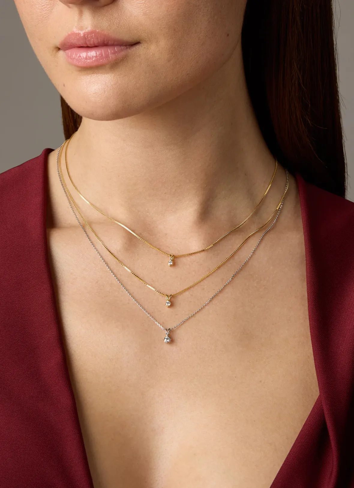 Diamond Point Solitair C|Solitair Classic<Witgouden hanger, 0.09 ct diamant, Groeibriljant