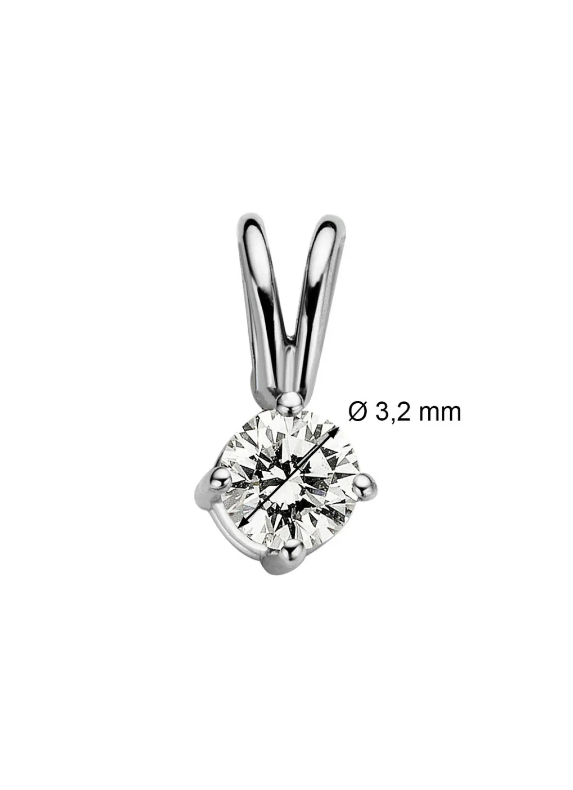 Diamond Point Solitair C|Solitair Classic<Witgouden hanger, 0.12 ct diamant, Groeibriljant