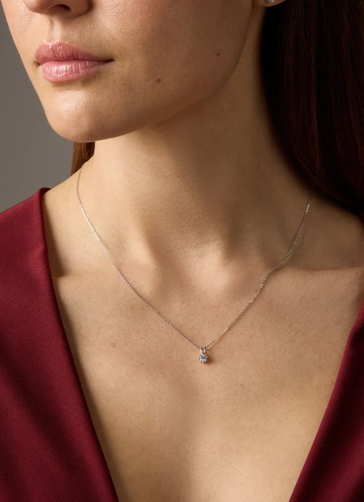 Diamond Point Solitair C|Solitair Classic<Witgouden hanger, 0.18 ct diamant, Groeibriljant