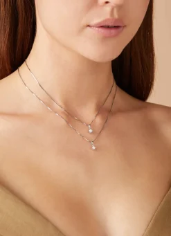 Diamond Point Losse Hangers|Witgouden Bruidssieraden<Witgouden hanger, 0.16 ct diamant, Hearts & Arrows