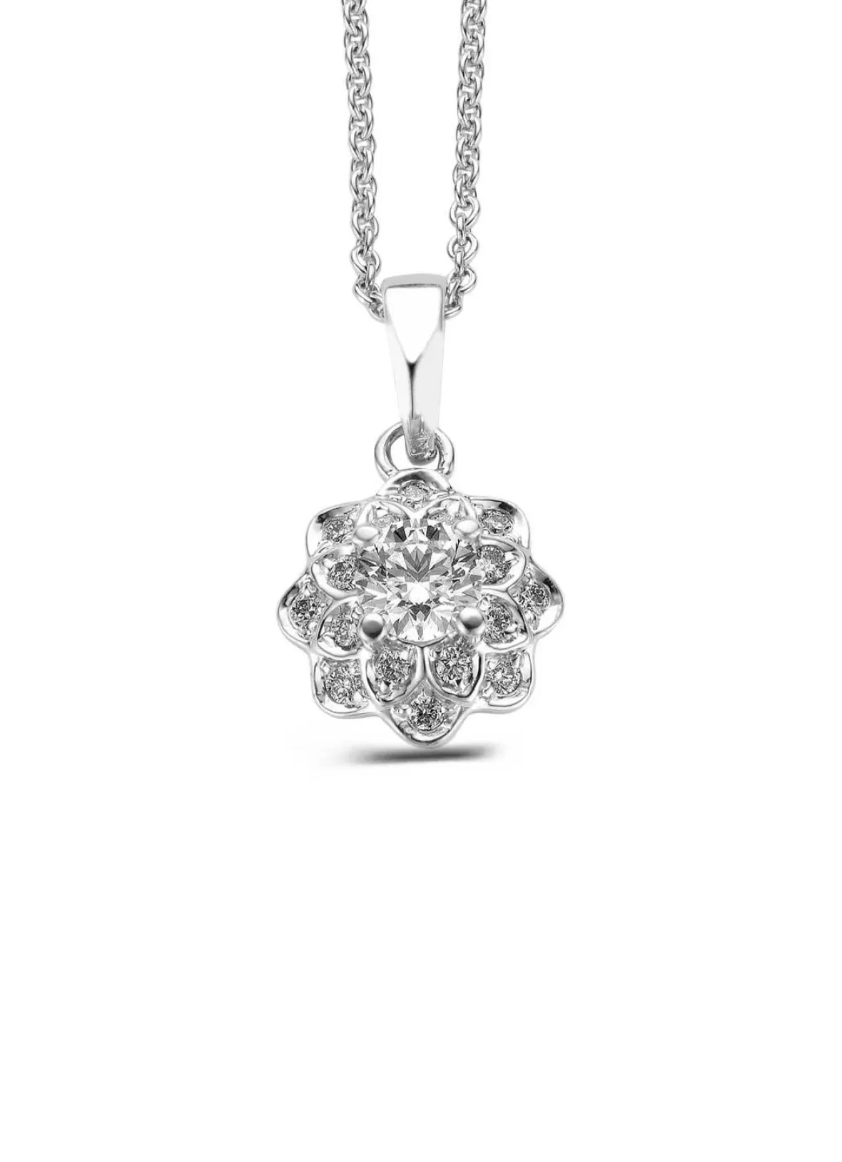 Diamond Point Losse Hangers|Witgouden Bruidssieraden<Witgouden hanger, 0.79 ct diamant, Hearts & Arrows