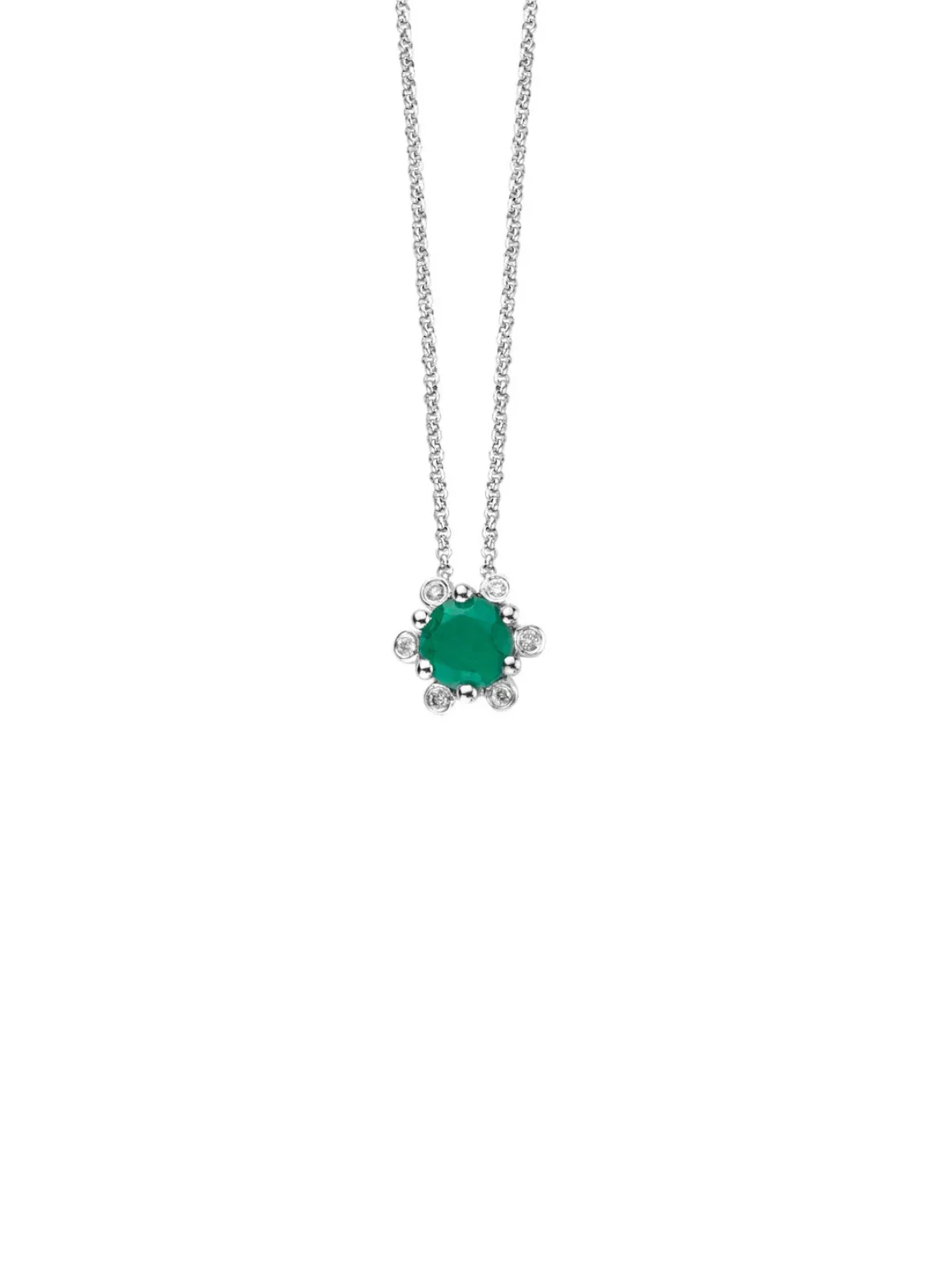 Diamond Point Losse Hangers|Witgouden Bruidssieraden<Witgouden hanger, 0.35 ct smaragd, Empress