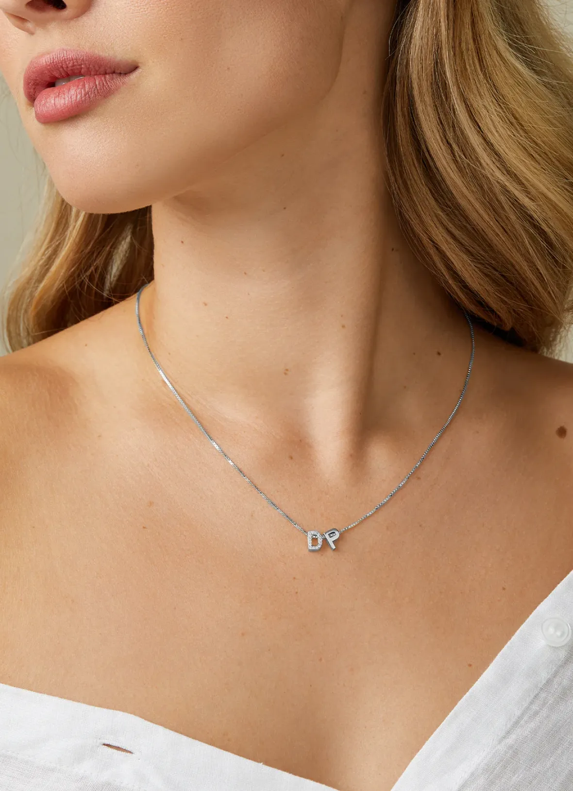 Diamond Point Letter Hangers|Losse Hangers<Witgouden hanger E, 0.05 ct diamant, Alphabet
