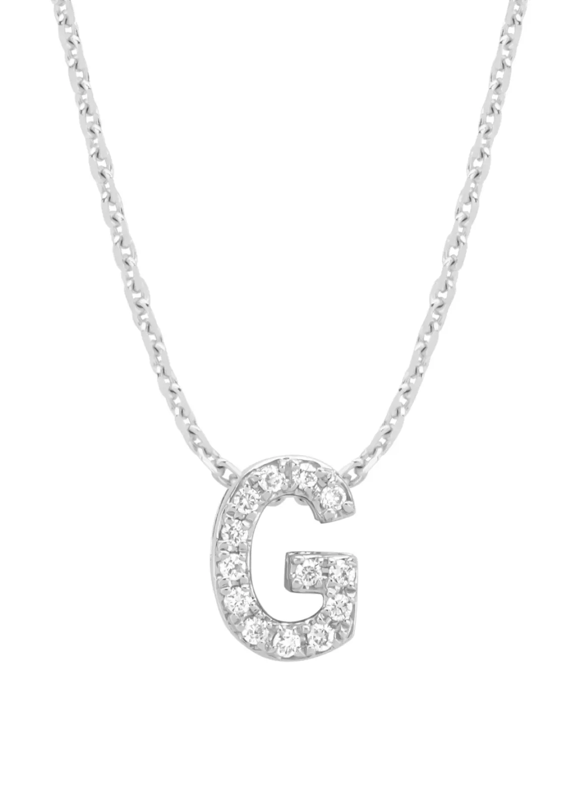 Diamond Point Letter Hangers|Losse Hangers<Witgouden hanger G, 0.05 ct diamant, Alphabet