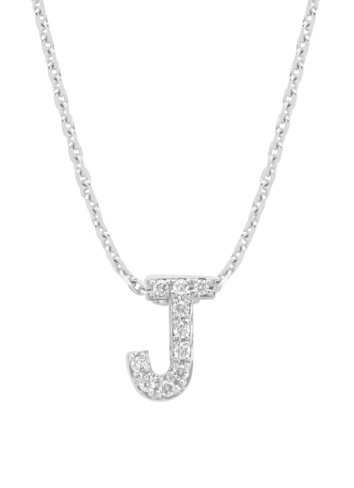 Diamond Point Letter Hangers|Losse Hangers<Witgouden hanger J, 0.04 ct diamant, Alphabet