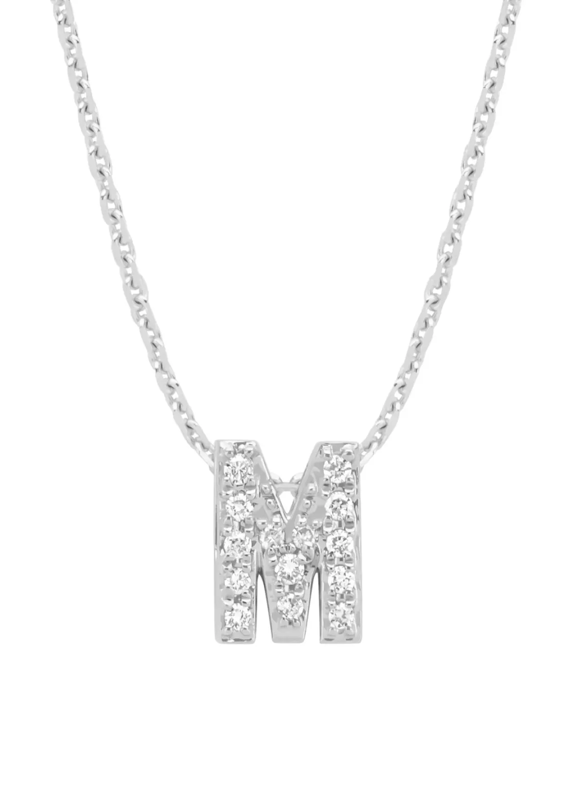Diamond Point Letter Hangers|Losse Hangers<Witgouden hanger M, 0.06 ct diamant, Alphabet