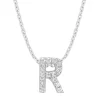 Diamond Point Letter Hangers|Losse Hangers<Witgouden hanger R, 0.06 ct diamant, Alphabet