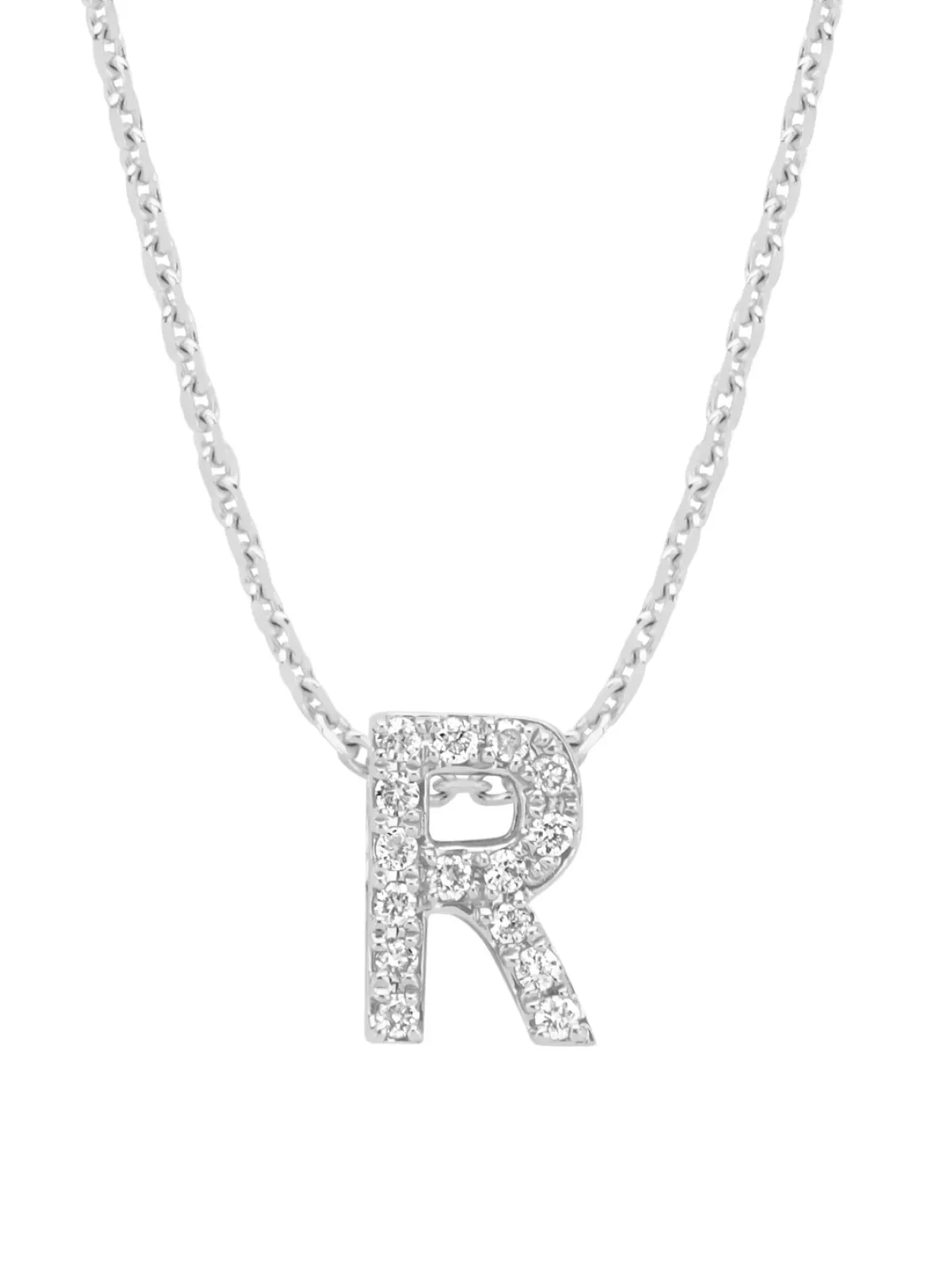 Diamond Point Letter Hangers|Losse Hangers<Witgouden hanger R, 0.06 ct diamant, Alphabet