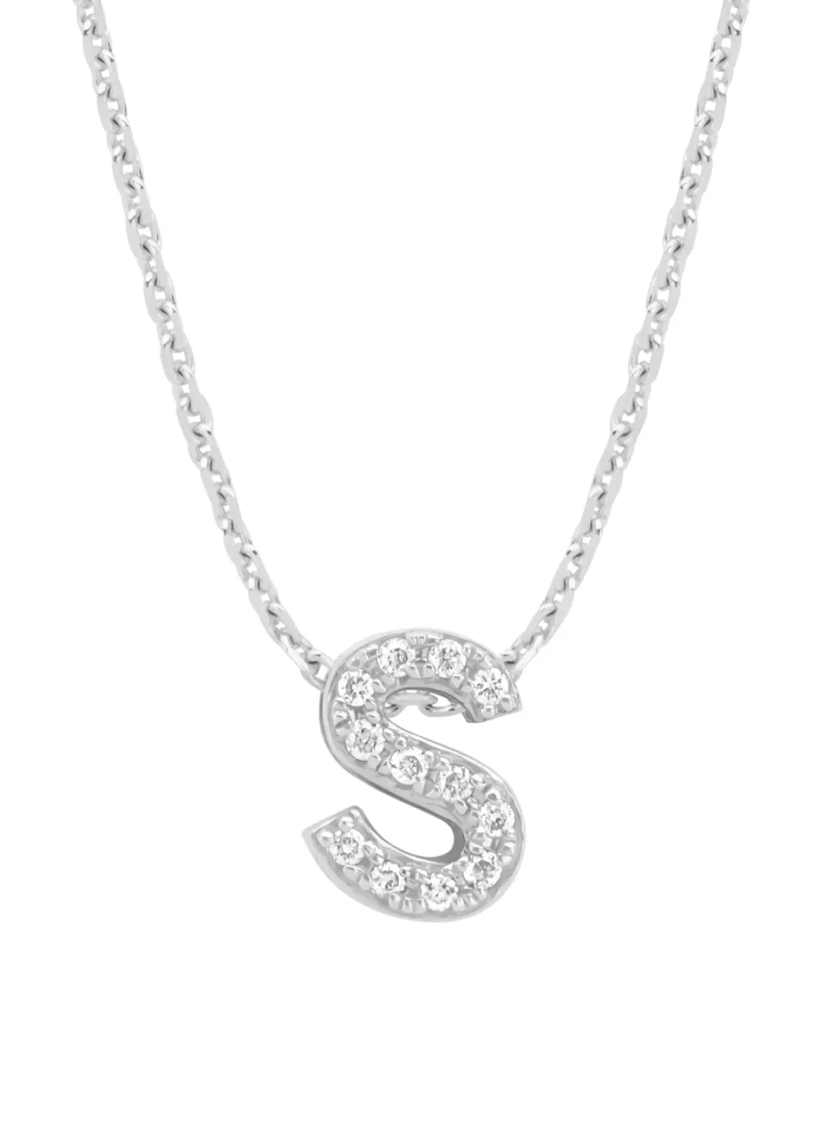 Diamond Point Letter Hangers|Losse Hangers<Witgouden hanger S, 0.04 ct diamant, Alphabet