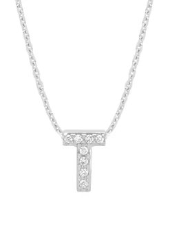 Diamond Point Letter Hangers|Losse Hangers<Witgouden hanger T, 0.04 ct diamant, Alphabet