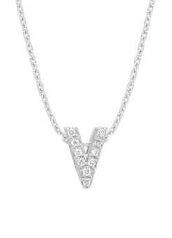 Diamond Point Letter Hangers|Losse Hangers<Witgouden hanger V, 0.04 ct diamant, Alphabet