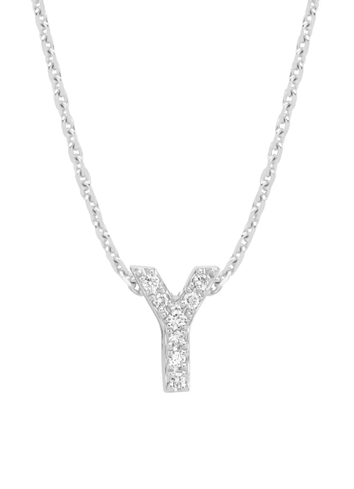 Diamond Point Letter Hangers|Losse Hangers<Witgouden hanger Y, 0.03 ct diamant, Alphabet
