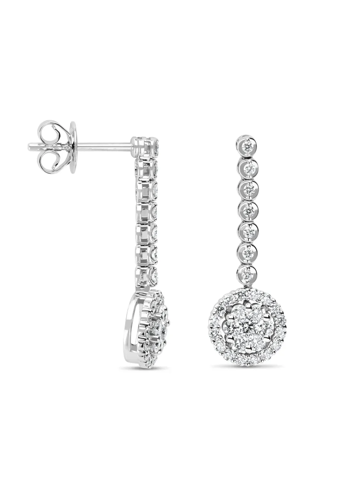 Diamond Point Witgouden Oorsieraden|Diamanten Oorsieraden<Witgouden oorsieraden, 0.67 ct diamant, Caviar