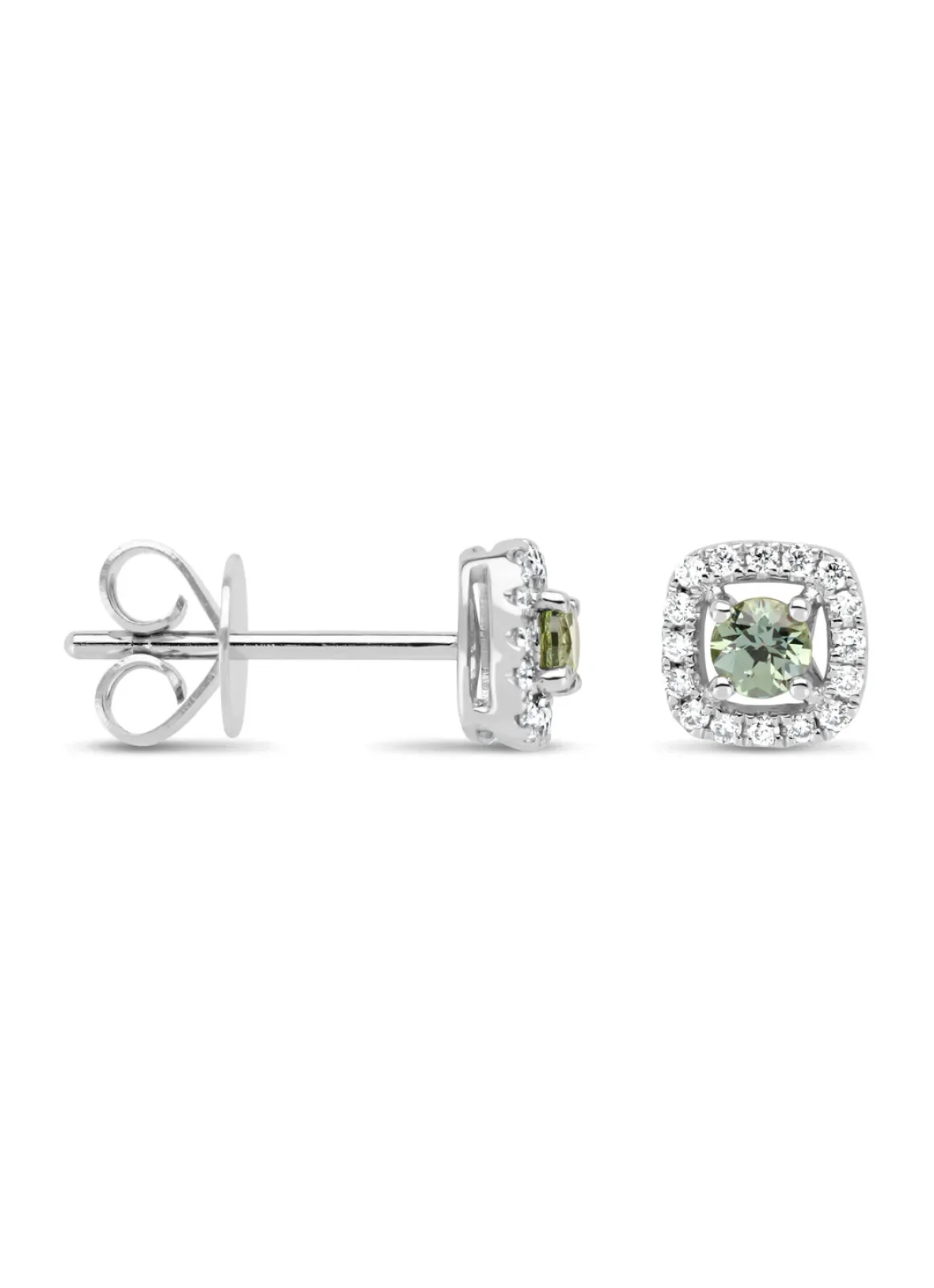 Diamond Point Witgouden Oorsieraden|Oorsieraden Met Kleurstenen<Witgouden oorsieraden, 0.29 ct groene saffier, Empress