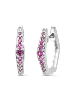 Diamond Point Witgouden Oorsieraden|Oorsieraden Met Kleurstenen<Witgouden oorsieraden, 0.22 ct roze saffier, Ensemble