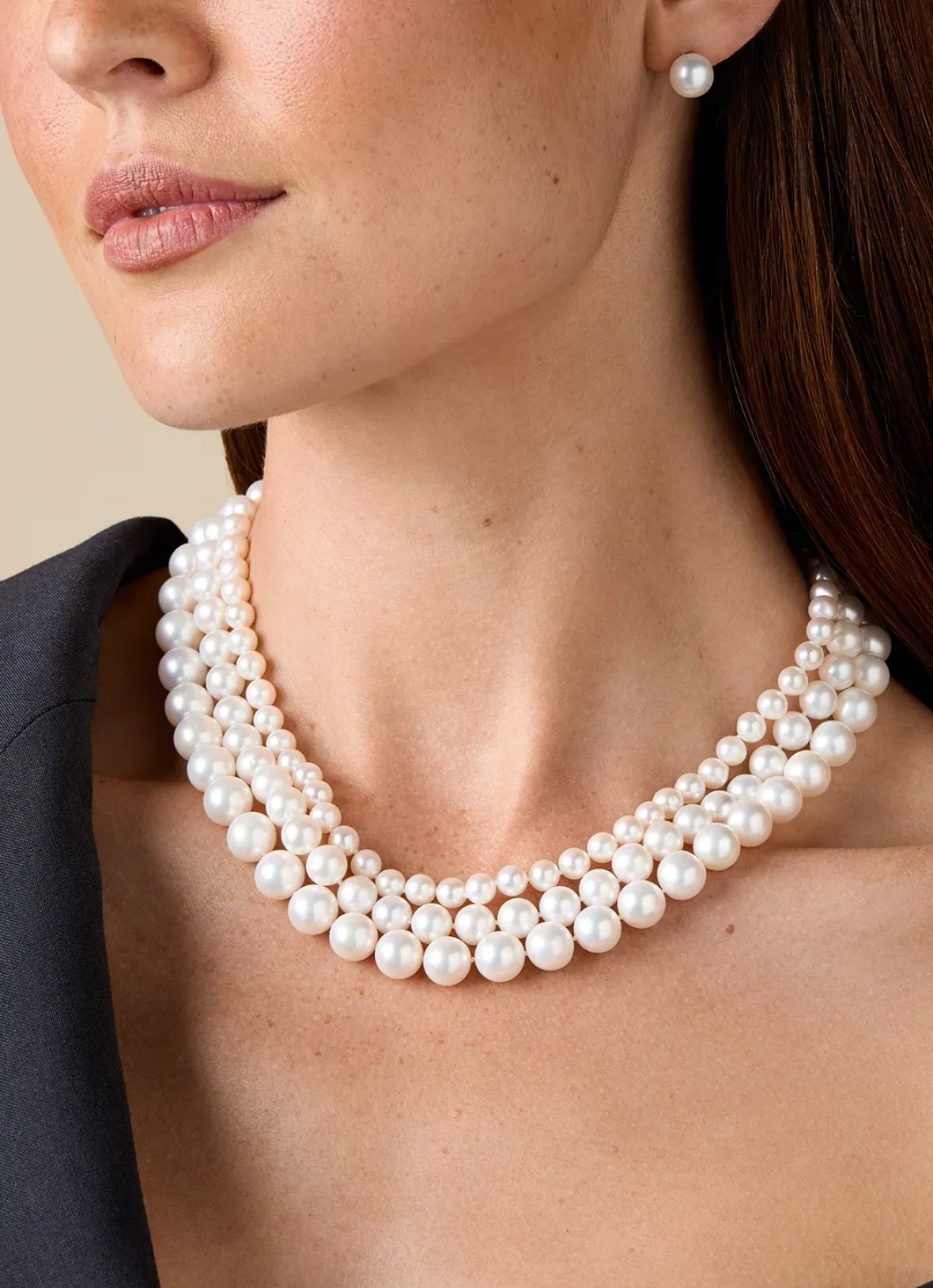 Diamond Point Witgouden Colliers|Parelkettingen<Witgouden parelketting Rivièra