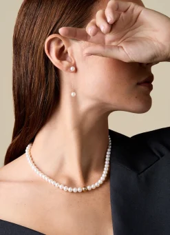 Diamond Point Witgouden Oorsieraden|Parel Oorsieraden<Witgouden parel oorsieraden Rivièra