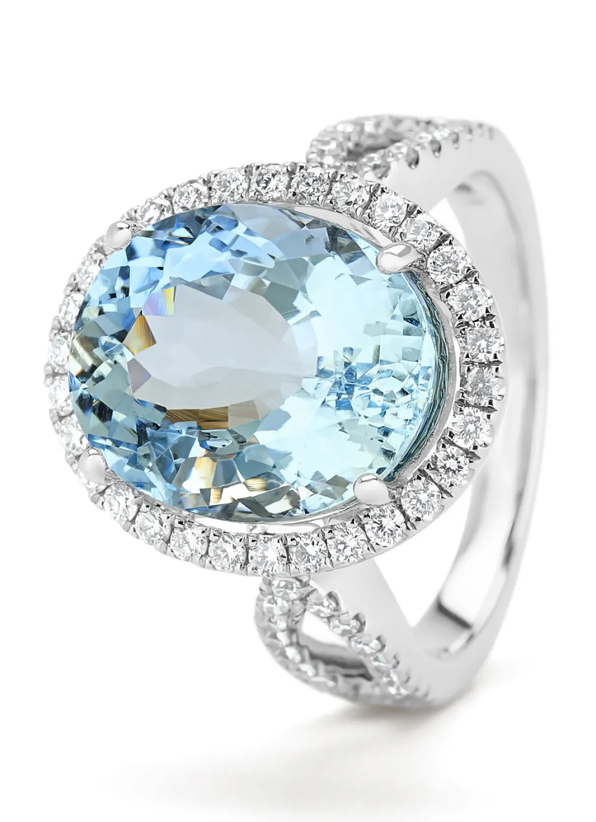 Diamond Point Witgouden Ringen|Ringen Met Kleurstenen<Witgouden ring, 6.86 ct aquamarijn, Gallery